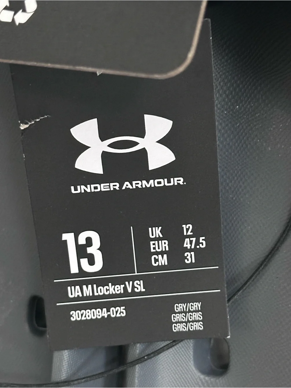Under Armour Men’s Locker V Sandals Size 13 Gray